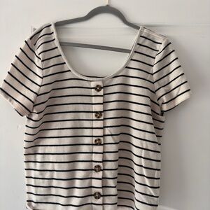 Torrid Black and Cream Striped Button-Down Top